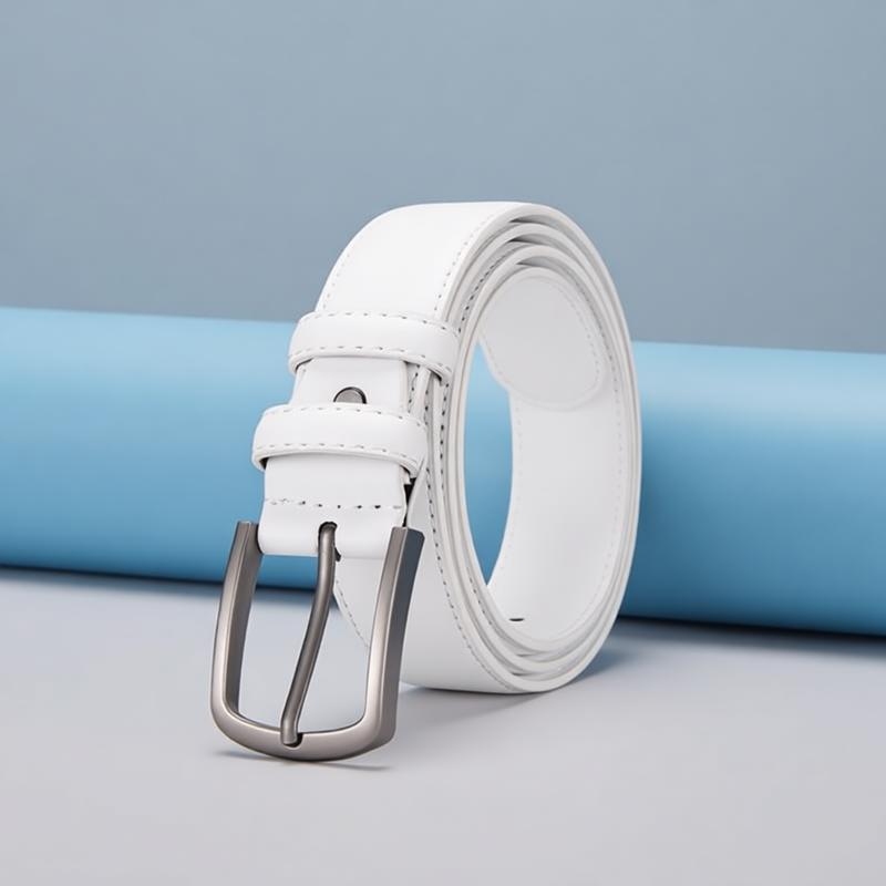 Off White Belt - เข็มขัดผู้ชายแบบเป็นทางการ สีขาวล้วน คลาสสิกมีสไตล์ ชุดลำลองสไตล์ธุรกิจ ของขวัญสุดพิเศษสำหรับผู้ชาย