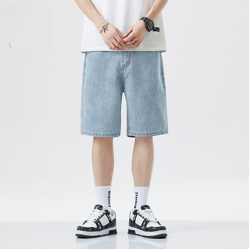 Fear Of God Essential - กางเกงยีนส์สไตล์วินเทจเกาหลีปี 2024 สำหรับผู้ชาย ทรงหลวม ขากว้าง ความยาวระดับเข่า