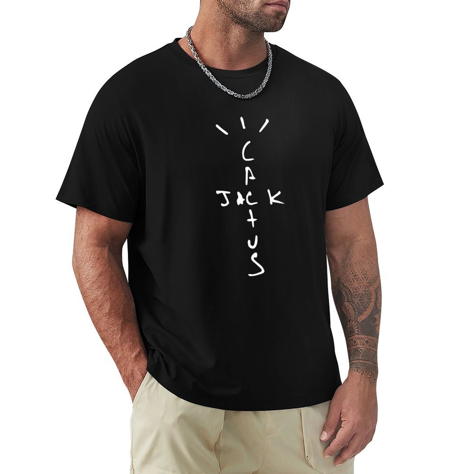 Cactus Jack Tee - เสื้อยืดลายพิมพ์ฤดูร้อนแขนสั้น Best Logos Jack Cactus