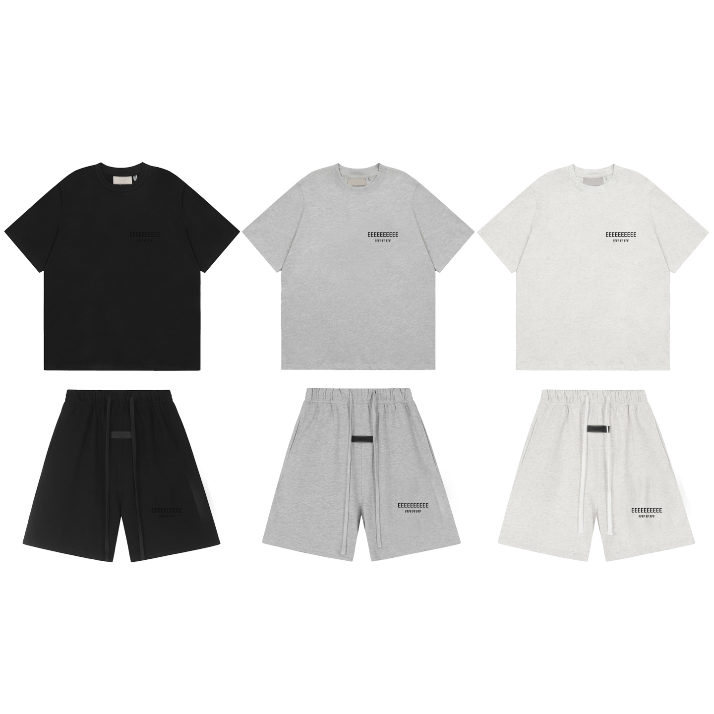 Fear Of God Essential - ชุดเสื้อยืดและกางเกงขาสั้นพิมพ์ลายตัวอักษรแบบเส้นคู่ แบรนด์คลาสสิก รุ่นใหม่ 25Ss แฟชั่นสตรีทแวร์สำหรับทุกเพศ