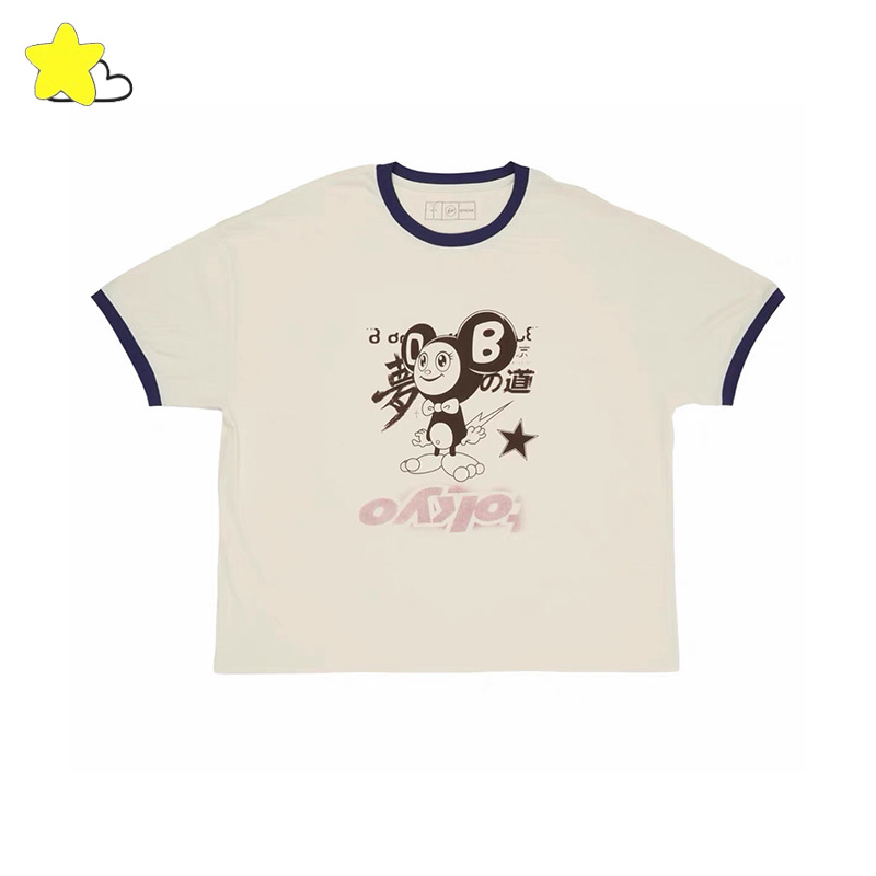 Cactus Jack Tee - เสื้อยืดคอกลมแขนยาวผ้าฝ้ายคุณภาพดีเยี่ยม แต่งขอบแขนสีเบจ ลายแคคตัสแจ็ค สำหรับผู้ชายและผู้หญิง สไตล์ลำลอง พิมพ์ลายการ์ตูนดิจิทัล