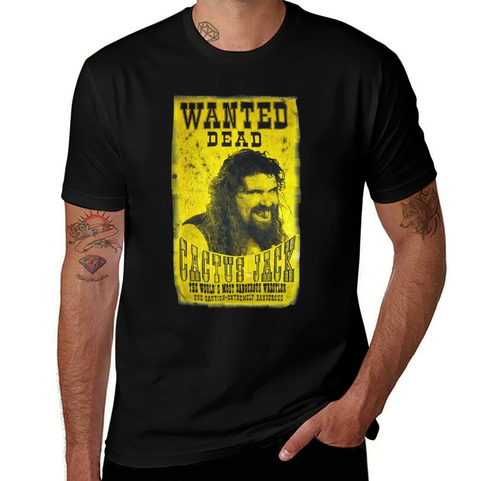 Cactus Jack Tee - เสื้อยืด Cactus Jack ลายโปสเตอร์ เสื้อยืดผ้าฝ้ายสีดำ เสื้อยืดเรียบง่ายสำหรับผู้ชาย