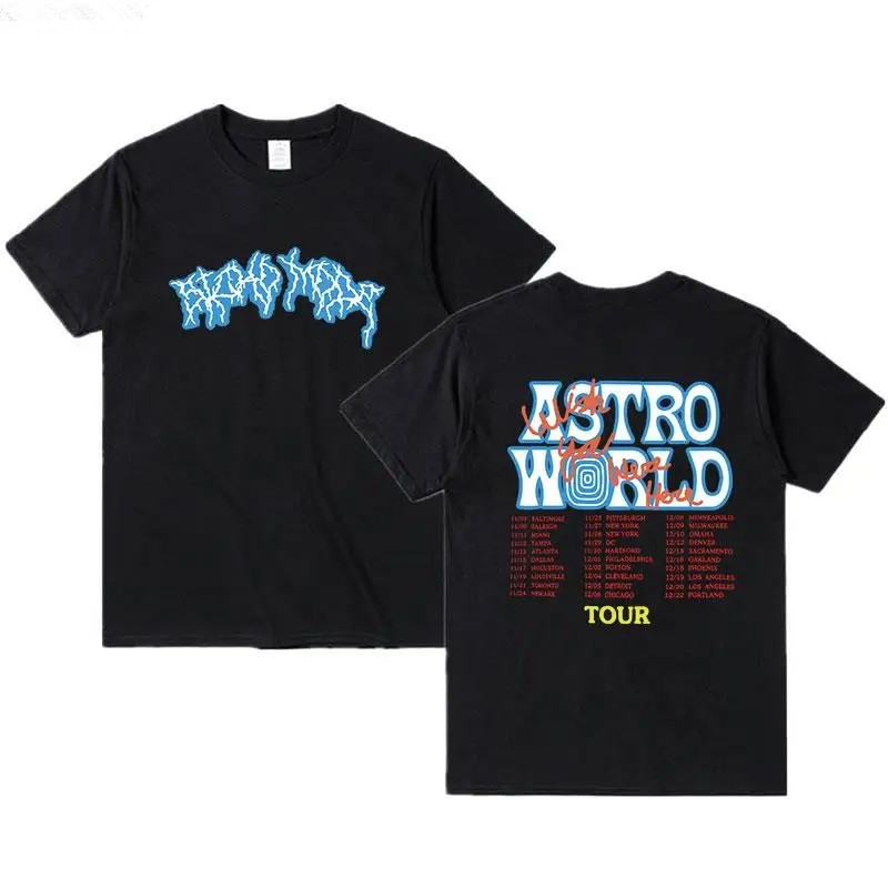 Cactus Jack Tee - เสื้อยืดฮิปฮอปฤดูร้อนใหม่ ลายแคคตัสแจ็ค สำหรับผู้ชายและผู้หญิง ลายพิมพ์ตัวอักษรทัวร์ Wish You
