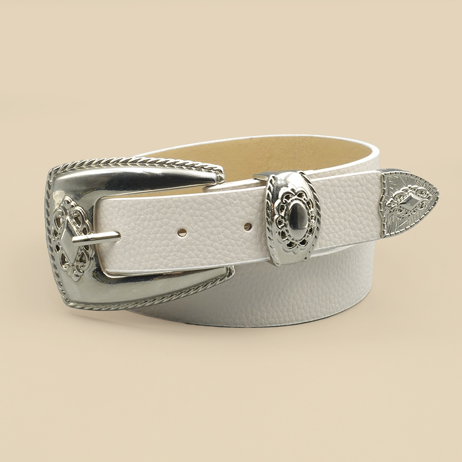 ขอบสีขาวเข็มขัดผู้หญิงสีทึบเข็ - Off White Belt บทวิจารณ์และราคา