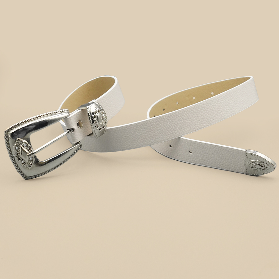 ขอบสีขาวเข็มขัดผู้หญิงสีทึบเข็ - Off White Belt บทวิจารณ์และราคา